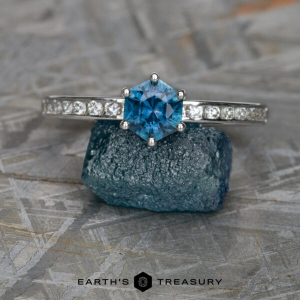 The "Kira" Ring in 14k white gold with 0.97-Carat Montana Sapphire The "Kira" Ring in 14k white gold with 0.97-Carat Montana Sapphire