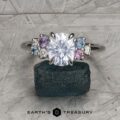 The "Nebula" in platinum upgraded with larger side stones, with 2.34-carat Montana sapphire