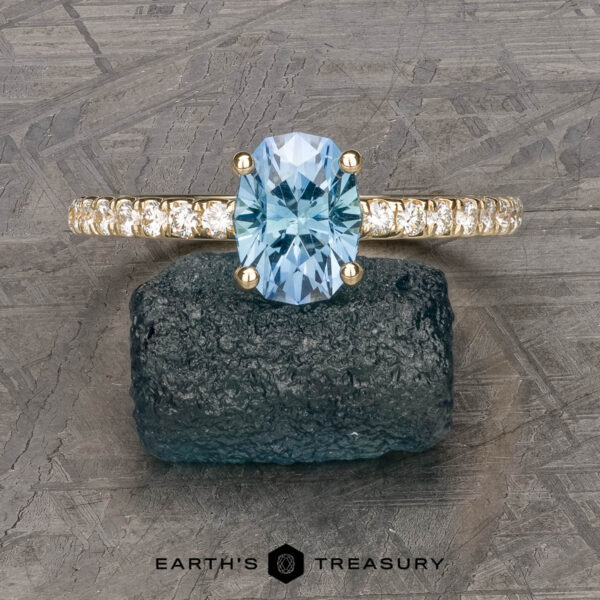 The Petite Pave "Eugenie" Ring in 14k yellow gold with 1.52-carat Montana sapphire The Petite Pave "Eugenie" Ring in 14k yellow gold with 1.52-carat Montana sapphire