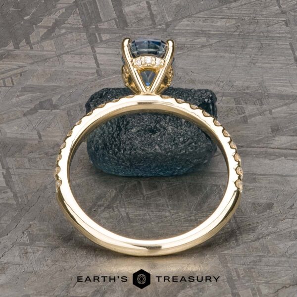 The Petite Pave "Eugenie" Ring in 14k yellow gold with 1.52-carat Montana sapphire The Petite Pave "Eugenie" Ring in 14k yellow gold with 1.52-carat Montana sapphire