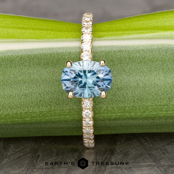 The Petite Pave "Eugenie" Ring in 14k yellow gold with 1.52-carat Montana sapphire The Petite Pave "Eugenie" Ring in 14k yellow gold with 1.52-carat Montana sapphire