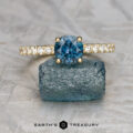 The Classic Pave "Eugenie" ring in 18K yellow gold with 1.19-carat Montana sapphire