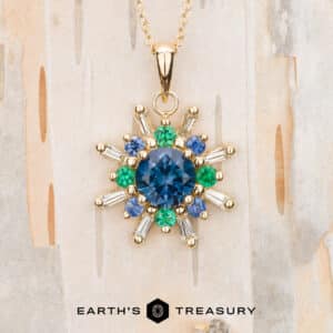 The Solara pendant in 18k yellow gold with 1.43-carat Montana sapphire