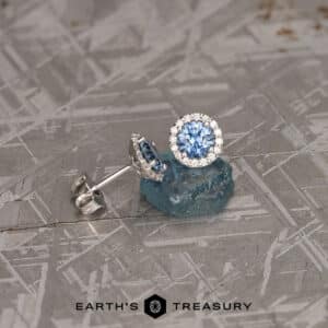 Montana Sapphire Diamond Halo Earrings, Light Blue 4.0-5.0 mm (Heated)