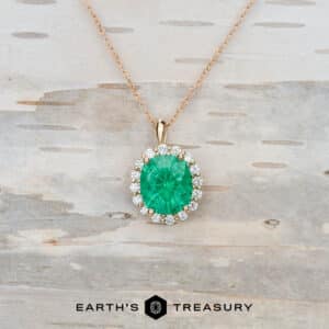 Build Your Own Classic Diamond Halo Pendant in 14k yellow gold with 2.88-Carat Ethiopian Emerald