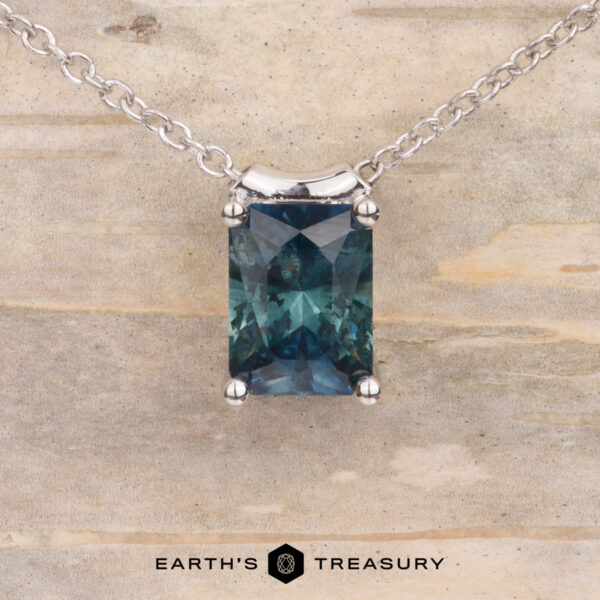 The BYO "Zephyr"necklace in 14k white gold with 1.24-Carat Montana Sapphire The BYO "Zephyr"necklace in 14k white gold with 1.24-Carat Montana Sapphire