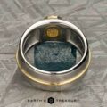 The "Perseus" ring in platinum and 18k yellow gold with custom-cut diamond