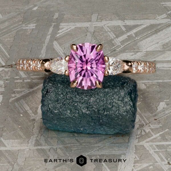 The pave "Avalon" ring in 14k rose gold with 1.24-carat Montana sapphire The pave "Avalon" ring in 14k rose gold with 1.24-carat Montana sapphire