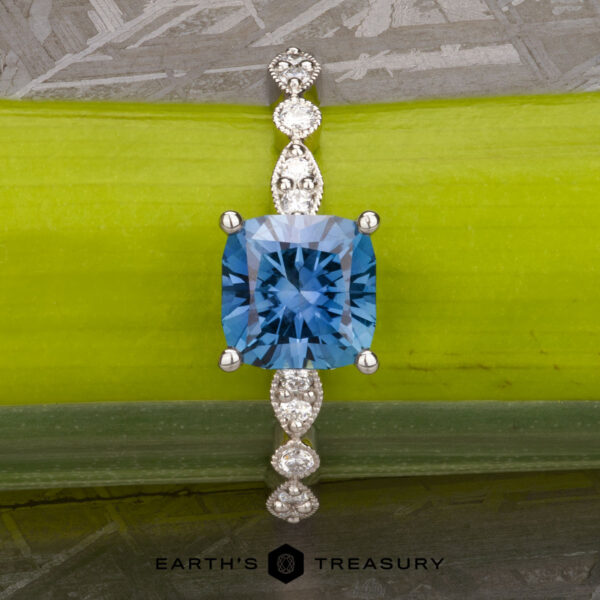 The “Arabella” ring in platinum with 1.60-Carat Montana Sapphire The “Arabella” ring in platinum with 1.60-Carat Montana Sapphire
