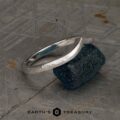 The Custom-Fit Chevron Wedding Band in 14k white gold, hammered and brushed