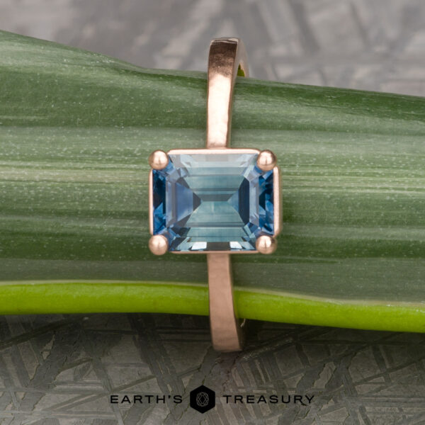The "Mila" in 14k rose gold, hammered and brushed, with 1.93-Carat Montana Sapphire The "Mila" in 14k rose gold, hammered and brushed, with 1.93-Carat Montana Sapphire
