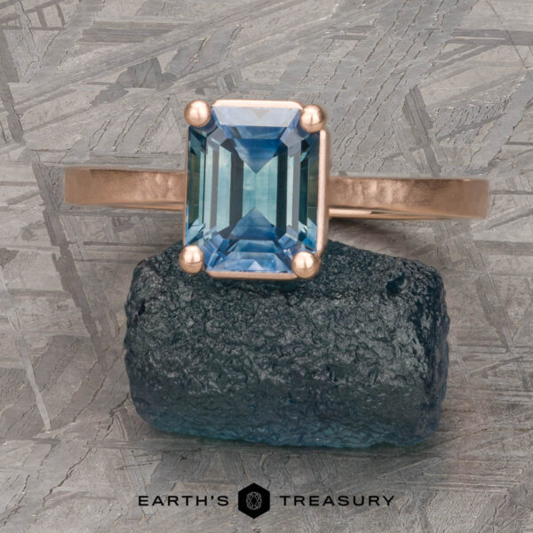 The "Mila" in 14k rose gold, hammered and brushed, with 1.93-Carat Montana Sapphire The "Mila" in 14k rose gold, hammered and brushed, with 1.93-Carat Montana Sapphire