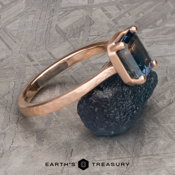 The "Mila" in 14k rose gold, hammered and brushed, with 1.93-Carat Montana Sapphire The "Mila" in 14k rose gold, hammered and brushed, with 1.93-Carat Montana Sapphire
