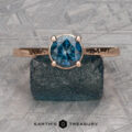 The "Mila" in 14k rose gold, hammered and polished, with 1.18-carat Montana sapphire