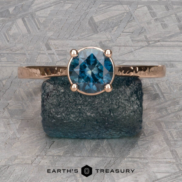 The "Mila" in 14k rose gold, hammered and polished, with 1.18-carat Montana sapphire The "Mila" in 14k rose gold, hammered and polished, with 1.18-carat Montana sapphire
