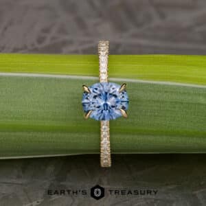 The Tapered Pave "Claire" in 14k yellow gold with 1.59-carat Montana sapphire