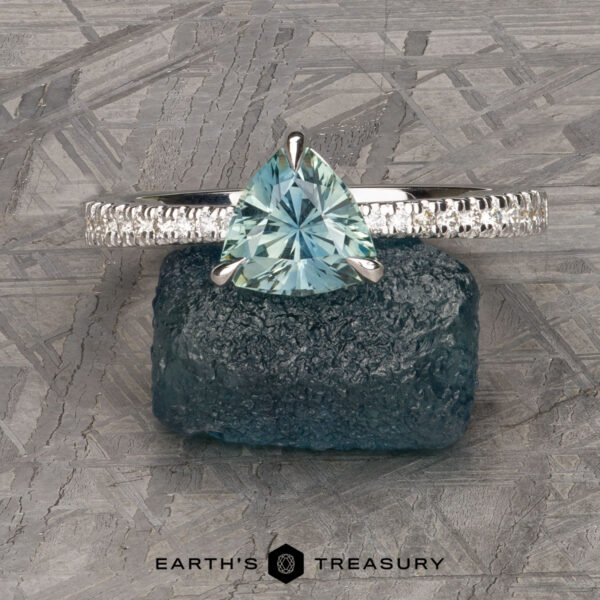 The Tapered Pave "Claire" in 14k white gold with 1.14-carat Montana sapphire The Tapered Pave "Claire" in 14k white gold with 1.14-carat Montana sapphire