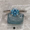 The "Milgrain Cathedral" ring in platinum with 1.66 Montana Sapphire