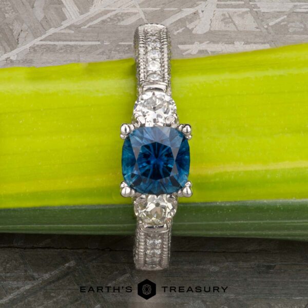 The "Isabella" Ring in platinum with 1.08-Carat Montana Sapphire The "Isabella" Ring in platinum with 1.08-Carat Montana Sapphire