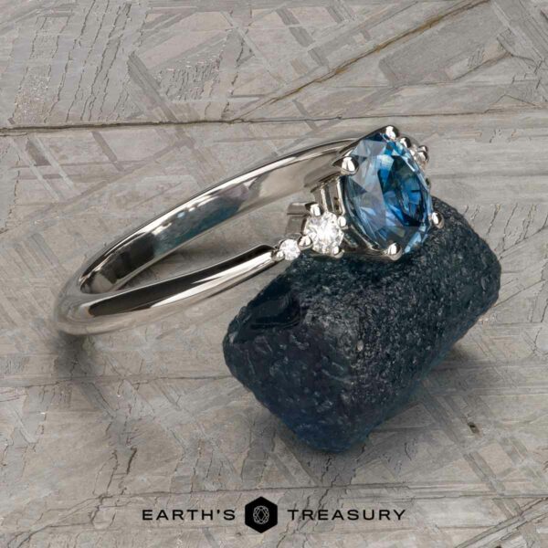 The “Selene” Ring in platinum with 0.84-Carat Montana Sapphire The “Selene” Ring in platinum with 0.84-Carat Montana Sapphire