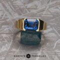 The "Declan" Wedding Band in 14k yellow gold, custom version with 8x10mm stone