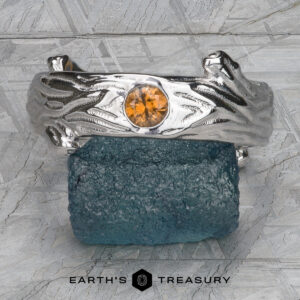 The Wide "Twyg" Sapphire Ring in 14k white gold with orange sapphire