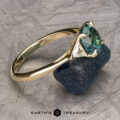The "Mavis" ring in 14k yellow gold, upgraded with 4.5mm diamonds, with 2.09-carat Montana sapphire