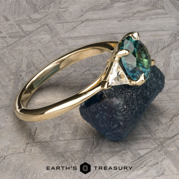 The "Mavis" ring in 14k yellow gold, upgraded with 4.5mm diamonds, with 2.09-carat Montana sapphire The "Mavis" ring in 14k yellow gold, upgraded with 4.5mm diamonds, with 2.09-carat Montana sapphire