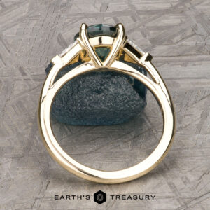 The "Mavis" ring in 14k yellow gold, upgraded with 4.5mm diamonds, with 2.09-carat Montana sapphire