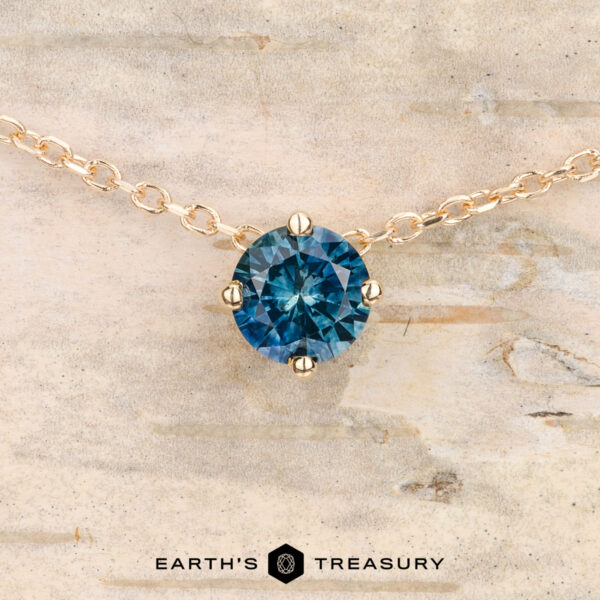 The "Glimmer" Prong Slide Necklace - Teal Blue, 4.5 mm (Heated) The "Glimmer" Prong Slide Necklace - Teal Blue, 4.5 mm (Heated)