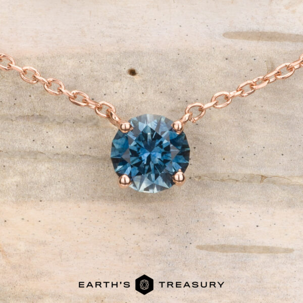 The "Glow" Prong Station Necklace - Teal Blue, 5.0 mm (Heated) The "Glow" Prong Station Necklace - Teal Blue, 5.0 mm (Heated)