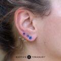 A size comparison between 3.5mm, 4.0mm, and 4.5mm size deep blue sapphire earrings