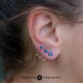A size comparison between 3.5mm, 4.0mm, and 4.5mm size rich blue Montana sapphire earrings