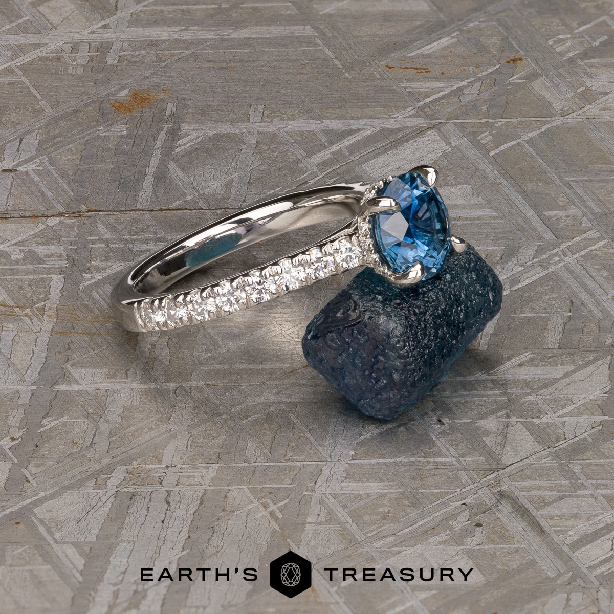 The "Marina" Deluxe Pave Ring in platinum with 1.79-Carat Montana Sapphire