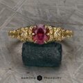 The “Guanyin” ring in 14k yellow gold with 1.34-carat Umba sapphire