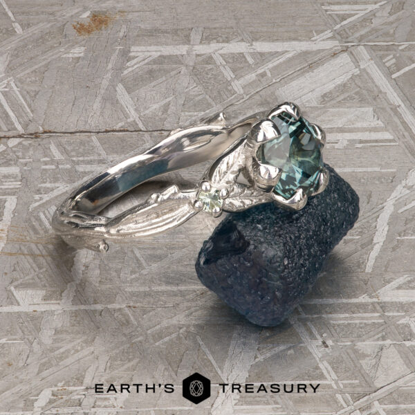 The “Magnolia” Ring in platinum with 1.59-Carat Montana Sapphire The “Magnolia” Ring in platinum with 1.59-Carat Montana Sapphire