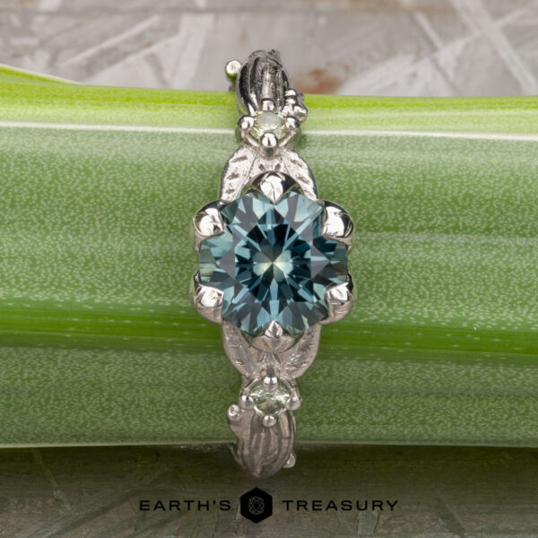The “Magnolia” Ring in platinum with 1.59-Carat Montana Sapphire The “Magnolia” Ring in platinum with 1.59-Carat Montana Sapphire
