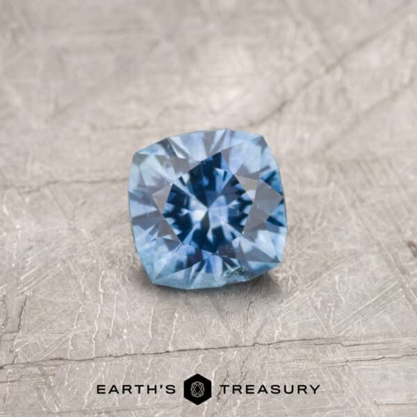 A blue Montana sapphire in our "Stella" square cushion design
