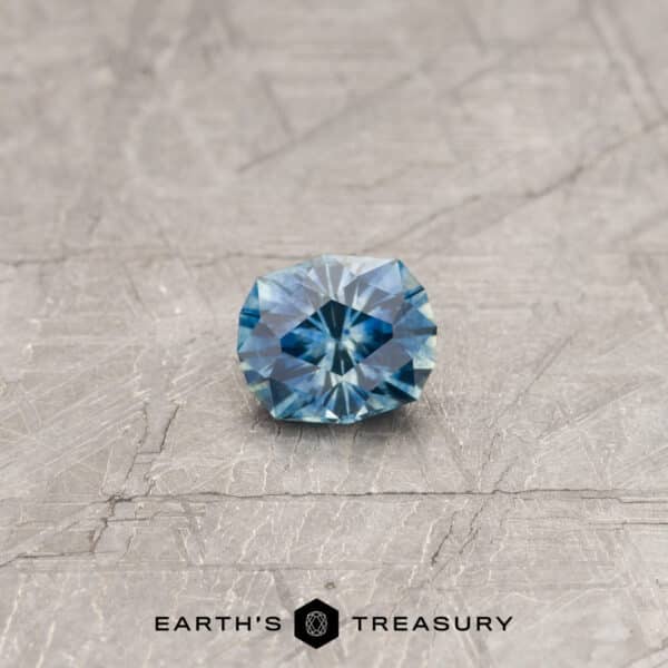 A blue-green Montana sapphire in our "Helena" oval design