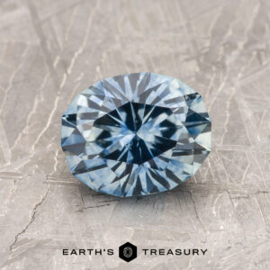 A blue Montana sapphire in our "Serendipity" oval design