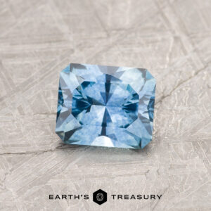 A blue Montana sapphire in our "Fourth of July" rectangle design