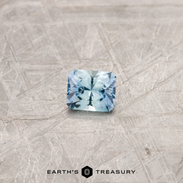 A blue-green Montana sapphire in our "Fourth of July" rectangle design
