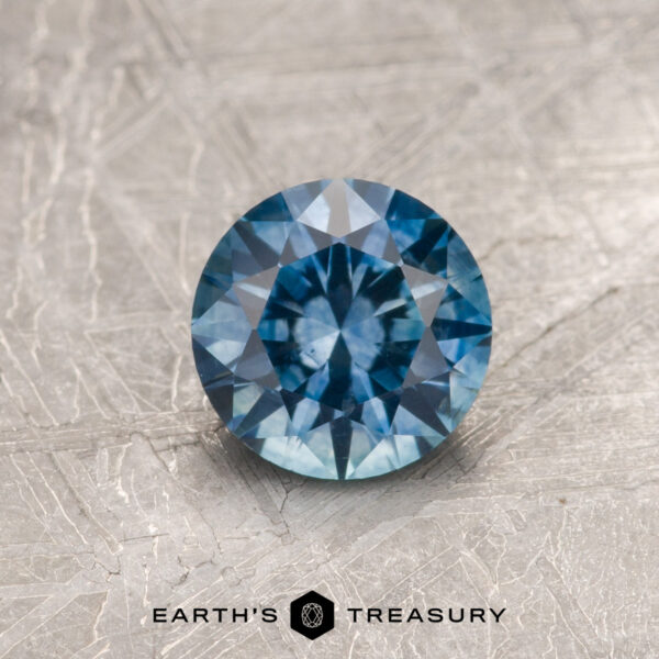 0.84-Carat Montana Sapphire (Heated) A blue Montana sapphire in a classic diamond round brilliant design