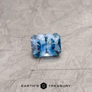 A blue Montana sapphire in our "Fourth of July" rectangle design