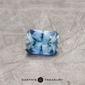 A blue Montana sapphire in our "Fourth of July" rectangle design