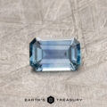 A blue Montana sapphire in a classic emerald cut