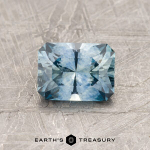 A blue Montana sapphire in our "Fourth of July" rectangle design