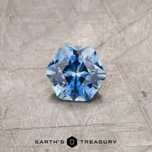 A blue Montana sapphire in our "Sparkling Snowflake" hexagon design