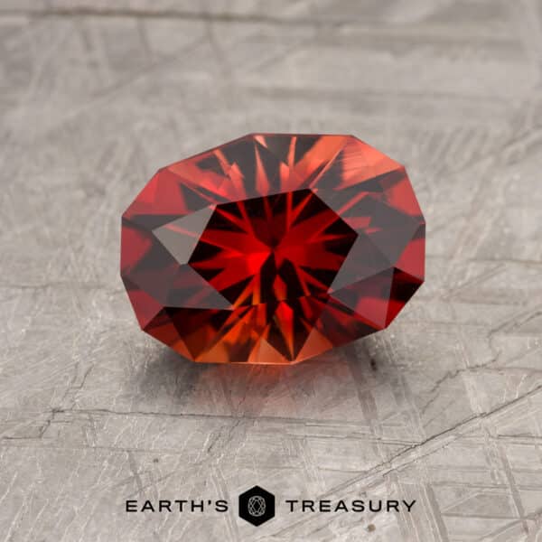 A red sunstone in our "Testudo" oval design