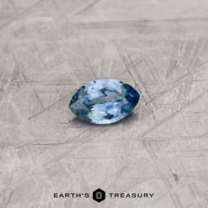 A blue Montana sapphire in a classic marquise design
